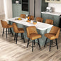Counter Height Bar Stools Set of 8, Modern Swivel Barstools with Back and Wood Legs, Faux Leather Upholstered Bar Chairs, 26" H Kitchen Counter Stools, Kitchen Island Home Bar, Whisky Brown