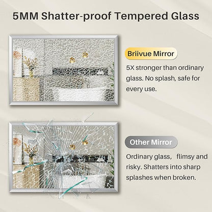22x30 Inch Silver Bathroom Mirror for Wall, Thick Metal Framed Rectangle Mirrors for Over Sink, Bedroom, Living Room, Entryway, Anti-Rust, HD Tempered Glass