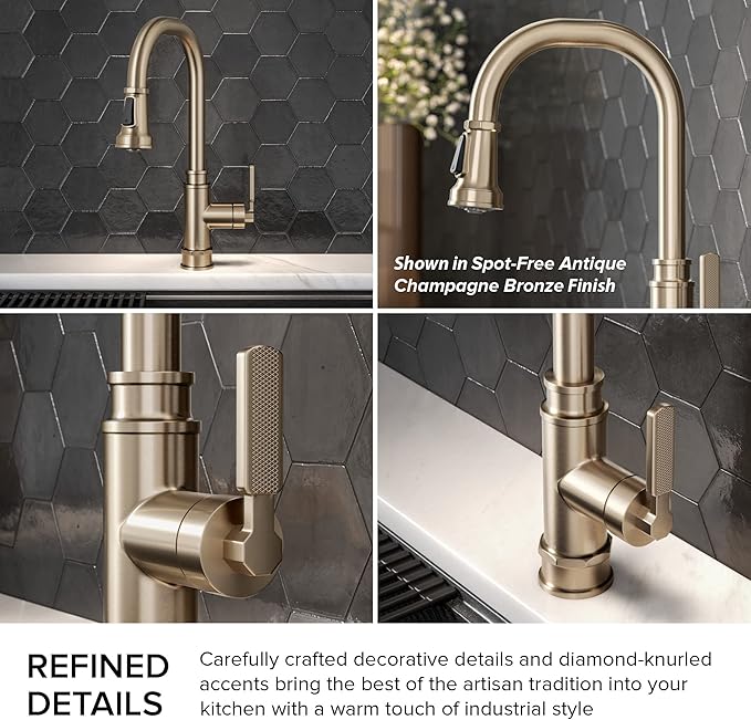 KRAUS Allyn Transitional Industrial Pull-Down Single Handle Kitchen Faucet in Chrome, KPF-4101CH