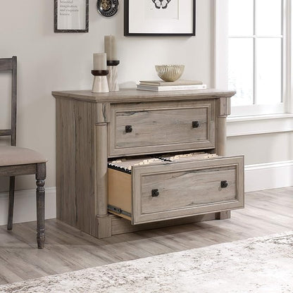 Sauder Palladia 2 Drawer File Cabinet, Lateral Filing Cabinets for Home Office, Hanging File Folders Organizer, Interlocking Drawers, in Split Oak Finish