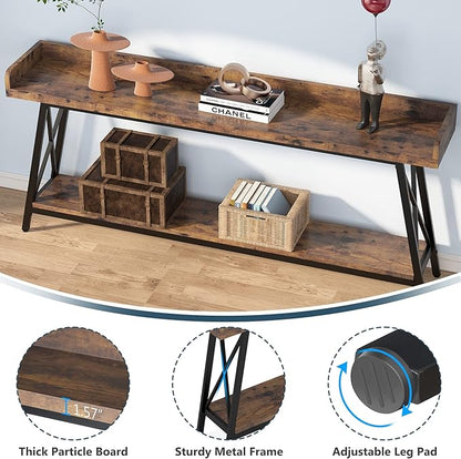 Tribesigns 70.9 inch Extra Long Console Table Behind Couch, Rustic Industrial Sofa Table for Living Room, Narrow Entryway Hallway Long Bar Table