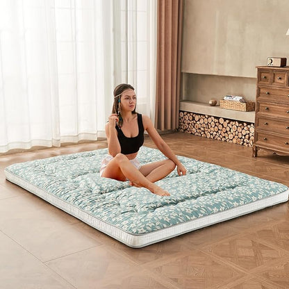 Dr.Futon Japanese Floor Futon Mattress Extra Thick Folding Roll Up Bed Topper Mat for Guest,Lounger and Tavel