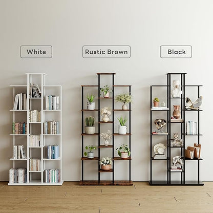 Bookshelf，Small Bookcase for Small Space，6-Tier Bookshelf for Living Room, Home Office, Study，7.87 x 26.77 x 55.5 Inches,Black