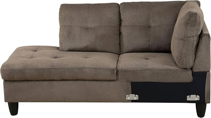 NicBex Sectional Couch 3 Pieces Sofa Set with Right Chaise Pineapple Velvet L Shaped Cloud Couch for Living Room Furniture Sets with Storage Ottoman, Modular Sofa for Living Room & Apartment, Walnut