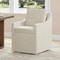 Upholstered Dining Chairs with Casters Washable Cover Side Deskchair with Rollers for Diningroom, Living Room, Cream Beige, 1 Box
