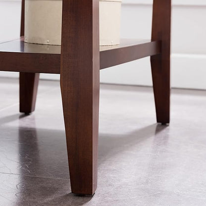 Delton 24 in. Solid Wood Recliner Wedge Side End Side Table with Shelf, Sienna Brown – Leick Home, 10402