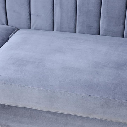 Sectional Sofa Set, Microfiber Chesterfield Upholstered Sofas Loveseat Couch Chair Sets with Style Button Tufted, Scroll Arms and Nailhead for Living Room, Office, Apartment, Grey,3PCS