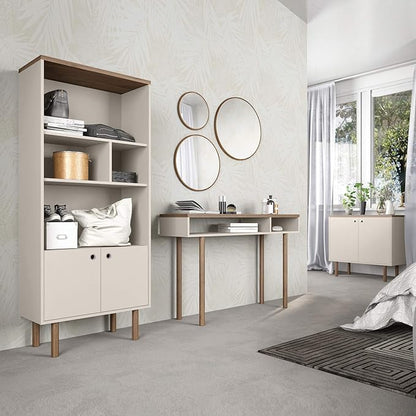 Manhattan Comfort Windsor Modern 2 Shelves Entryway Accent Console Table, 47.24", Off White and Nature