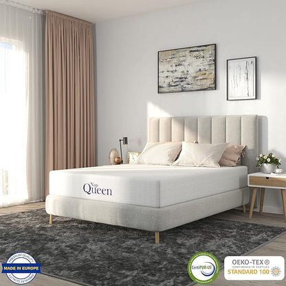 NapQueen 10 Inch Queen Size Mattress, Bamboo Charcoal Memory Foam Mattress, Bed in a Box, White