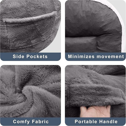 Large Bean Bag Chairs for Adults - Oversized Memory Foam Filled Bean Bag Sofa | Fluffy Adult Bean Bag Chair, Big Bean Bag Chairs for Living Room, Bedroom & Dorm - Dark Gray
