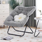 Comfy Dorm Chair - Oversized Folding Saucer Chair with Soft Faux Fur, Metal Frame, for Bedroom, Living Room, Balcony, Patio, Study, Playroom (Grey)