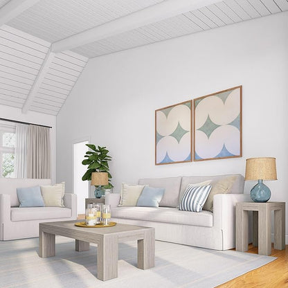 Plank+Beam Modern Rectangular Coffee Table, 48", Medium Sized Coffee Table, Center Tables for Small Spaces, Living Space Medium Tea Table, Seashell Wirebrush