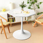 Dining Table for 2-4, 31.5" Kitchen Table with Printed Marble Top, Modern Tables for Dining Room, Living Room, Coffee Bar, White