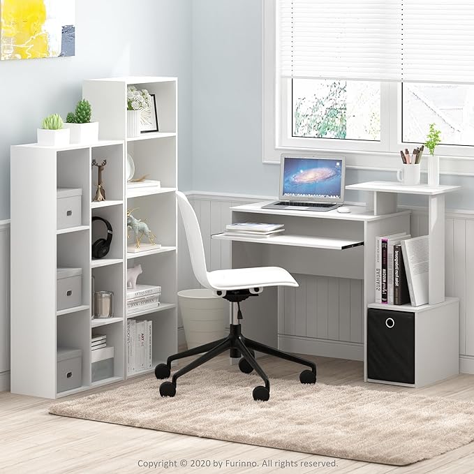 Furinno Luder Bookcase / Book / Storage , 7-Cube, White
