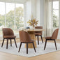 Wooden Dining Chairs Set of 4, Faux Leather Upholstered Modern Dining Room Chairs with Double-Layer Thick Seat Cushion & Ergonomic Backrest for Restaurant, Kitchen and Café, Brown, 2 Boxs