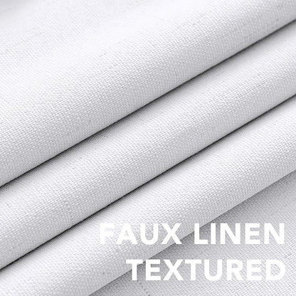 H.VERSAILTEX 108 inch Curtains, Linen Blackout Curtains 100% Absolutely Blackout, Thermal Insulated Textured Linen Look Curtain Draperies Anti-Rust Grommet, 2 Panels Bright White