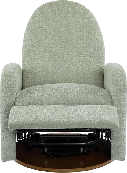 Christopher Knight Home Sidney Boucle Fabric Upholstered 360° Swivel Chair, Push-Back Recliner, Solid Wood Glider Recliner with Rotation, Living Room Lounge Chair, Adjustable Backrest, Greyish Green