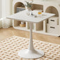 White Square Tulip Table for 2 Person, 24 Inch Small Dining Table with Pedestal Base for Two, Mid Century Modern Tulip Tables for Kitchen, Living Room, Cafe, Coffee, Office, Bistro, Pub, Bar, Wood Top
