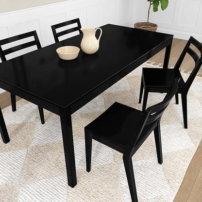 Grain & Grove Davie Dining Room Chairs Set of 4, Solid Wood Modern Kitchen Chair for Living Room, Kitchen, Black