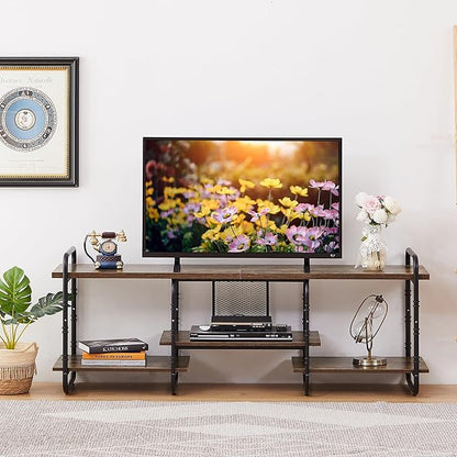 VECELO TV Stands up to 55 Inch,Entertainment Center/Media Console Table with Adjustable Storage Shelves for Living Room/Bedroom,