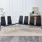 Modern Minimalist Dining Chair Fireproof Leather Sprayed Metal Pipe Diamond Grid Pattern Restaurant Home Conference Chair Set of 4 Or 6 (6, Jet Black)