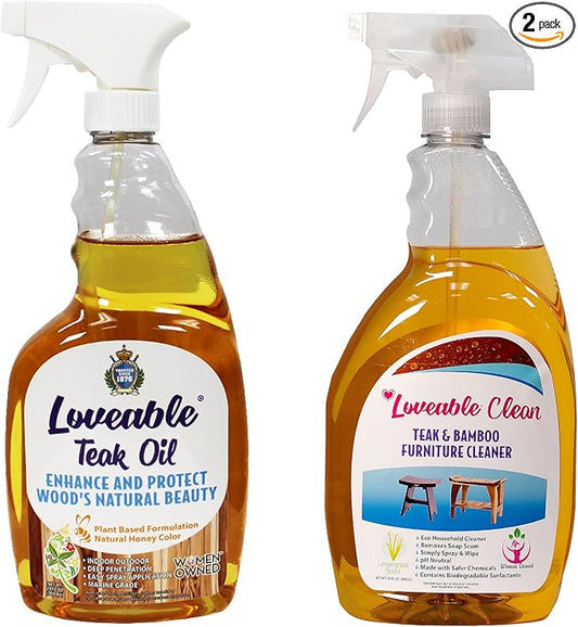 EcoDecors 24 pz. Teak Oil Protective Teak Sealer Wood Oil Indoor/Outdoor and Teak Cleaner Protective Teak Wood Restorer Eco Household Wood Furniture Cleaner Spray Bottle