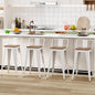 WENTMENT Bar Stools Set of 4 Counter Height Metal Barstools with Removable Back 30" Kitchen Bar Stools with Wooden Seat, White