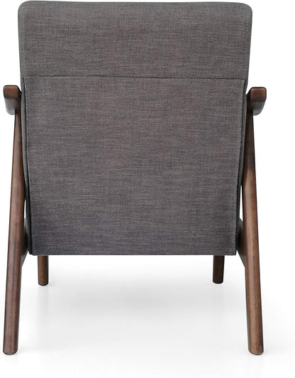 Ball & Cast Accent Chair Wide Armrest Mid-Century Lounge Living Room Chairs with Button Tufting,Wood Frame Seating Furniture for Bedroom,Apartment,Dark Gray