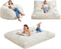 Hobestluk Bean Bag Chair Convertible Beanbag Chairs for Adults, 3 in 1 Bean Bags with Plush Chevron Cover, Adult Bean Bag Chair for Living Room, Bedroom (White, Full)