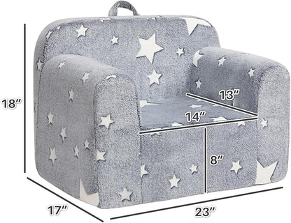 ALIMORDEN Kids Ultra-Soft Snuggle Foam Filled Chair, Single Cuddly Sherpa Reading Couch for Boys and Girls,Star