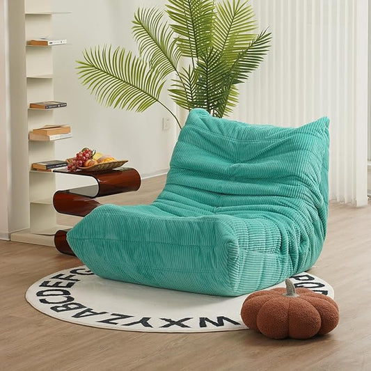 N&V Mid Century Armless Floor Sofa, Soft Premium Corduroy Lounge Chair, Foam Accent Chair for Living Room, Bedroom and Office, Jade