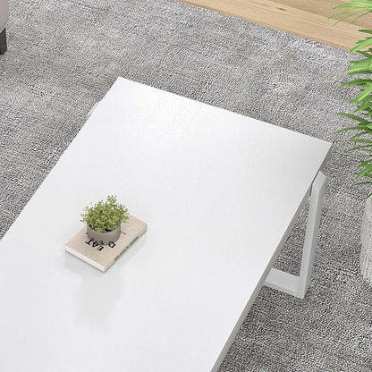 FOLUBAN White Coffee Table, Modern Rustic Wood and Metal Center Table, Rectangle Cocktail Tea Table for Living Room, 47 Inch