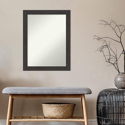 Amanti Art Brown Bathroom Mirror for Over Sink, 30x24 Rustic Plank Espresso Rectangle Vanity Mirror, Medium Country Rustic Frame, Hangs Horizonally and Vertically, Bathroom Wall Decor, Non-Beveled
