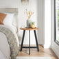 Lavish Home End Table - Industrial Side Table with MDF Top and Metal Frame - Round Table for Living Room, Bedroom, Hallway, or Dorm Room (Walnut)