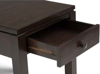 SIMPLIHOME Cosmopolitan SOLID WOOD 18 inch Wide Square Contemporary End Side Table in Mahogany Brown for the Living Room and Bedroom
