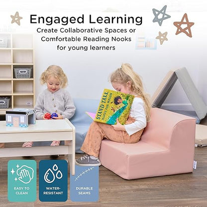 Children's Factory Library Lounger, Flexible Seating Classroom Furniture, Comfy Kids Chairs, Clay, Single Lounger