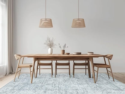 LIVEBOX Washable Area Rug 5x7 Rugs for Living Room Bedroom, Non-Slip Boho Neutral Carpet for Dining Room Office, Low-Pile Farmhouse Soft Carpets for Kids Nursery Room Playroom, Grey