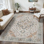 Tangsoo 3x5 Bedroom Rug, Washable Vintage Indoor, Area Rug Non Slip Accent Rug, Print Distressed Taupe Carpet, Soft Low Pile for Living Room Dorm Bedroom Bedside Entryway Bathroom
