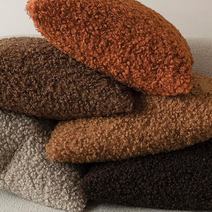 Foindtower 2 Pieces 16x16 Inch Burnt Orange, Faux Fur Throw Pillow Cover Accent Sherpa Furry Pillow Cover Fuzzy Soft Pillowcases Cozy Sheepskin Decorative Fleece Cushion Case for Bed Couch Living Room