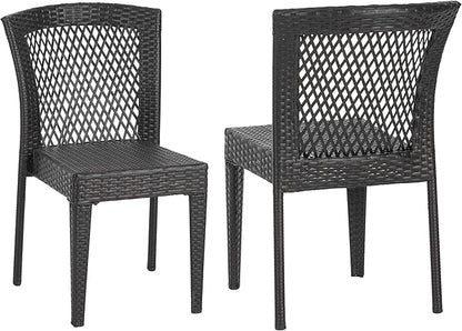 Merax Outdoor Dining Chairs Set of 2,Stackable Chairs with UV-Resistant PE Rattan and Steel Frame for Patio,Garden,Balcony,Supports 400lbs,Brown Multi