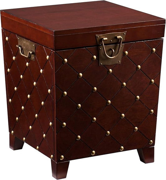 SEI Furniture Nailhead Storage Trunk End Table, Espresso
