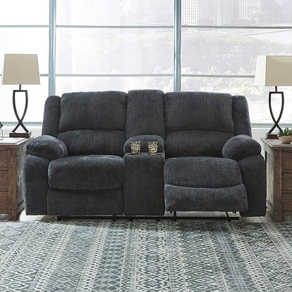 Signature Design by Ashley Draycoll Power Double Reclining Loveseat with Storage Console & USB Plug, Dark Gray