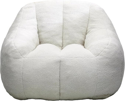Furniliving Bean Bag Chair, Oversized Bean Bag Couch for Adults Comfy Bean Bag Sofa with Back Support, Large Bean Bag Chair Lazy Sofa for Living Room Bedroom, White, Teddy
