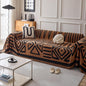 HANDONTIME Boho Geometric Couch Covers for Sofa Pet Friendly Brown and Black Sofa Covers Washable Chenille Couch Blanket Cover for 3 4 Cushion Couches Pet Protector Furniture Cover Soft, 71" X 150"