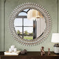 Kelly Miller Round Jeweled Mirror for Wall Decor, 32 in Modern Decorative Wall Mirror with Luxury Diamonds Beveled Vanity Mirror for Bedroom, Living Room, Bathroom, Hallway, Entryway, Fireplace