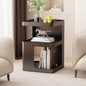 Black Modern Side Table, 3-Tier Metal NightStand with Storage, End Table Living Room, Small Night Stand for Bedroom, Bedside Table for Small Space, No Assembly Required