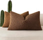 Foindtower Pack of 2 Textured Boucle Throw Pillow Covers Accent Solid Decorative Lumbar Pillow Cases Cozy Couch Cushion Case for Chair Sofa Bedroom Living Room Home Decor 12x20 Inch Hazel Brown