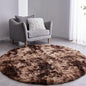 FJZFING Tie-Dyed Coffee Round Rug Ultra-Soft Plush Modern 5x5 Circle Area Rug for Kid's Bedroom, Fluffy Shag Circular Rug for Nursery Room, Non-Slip Home Decor Carpet for Teen's Room