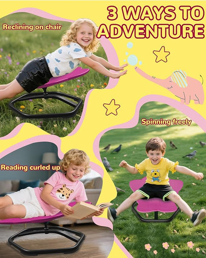21" L × 19" W Spinning Chair for Autistic Kids, Sensory Toys for Kids with Autism, Sit and Spin, Toddlers & ADHD Children, Sensory Products Swivel Chair, Pink