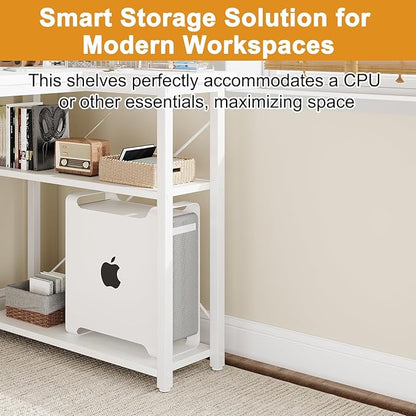 L Shaped Computer Desk with Reversible Shelves, 40 Inch Small Corner Desk with Storage Bag, Gaming Desk Computer Table Study Writing Desk for Home Office Small Space, White